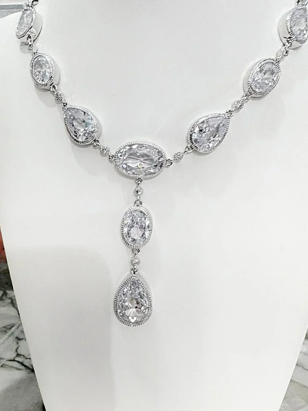Park Lane “Vegas” Necklace Crystal Drop Statement Necklace Silver Tone Glam NWT